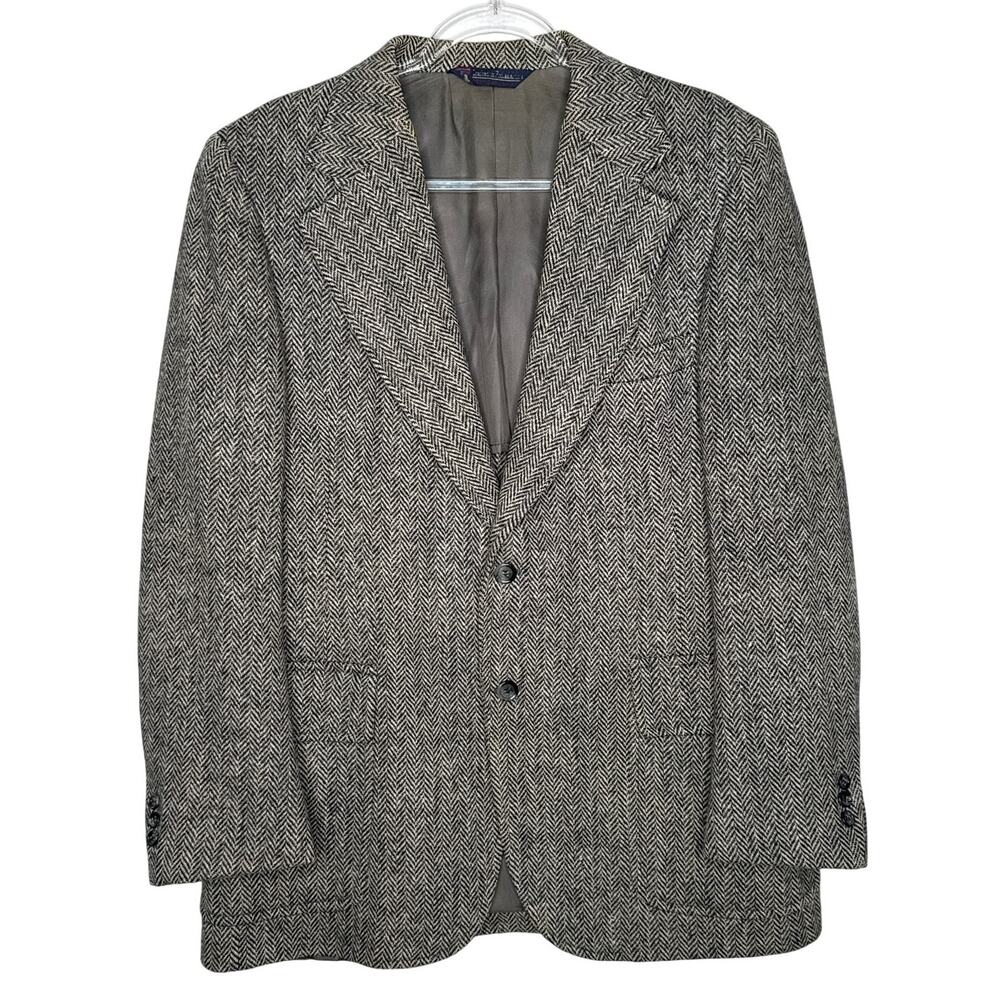 Harris Tweed Herringbone Wool Blazer 1980s–1990s Cavalier S.H. Franklin Medium